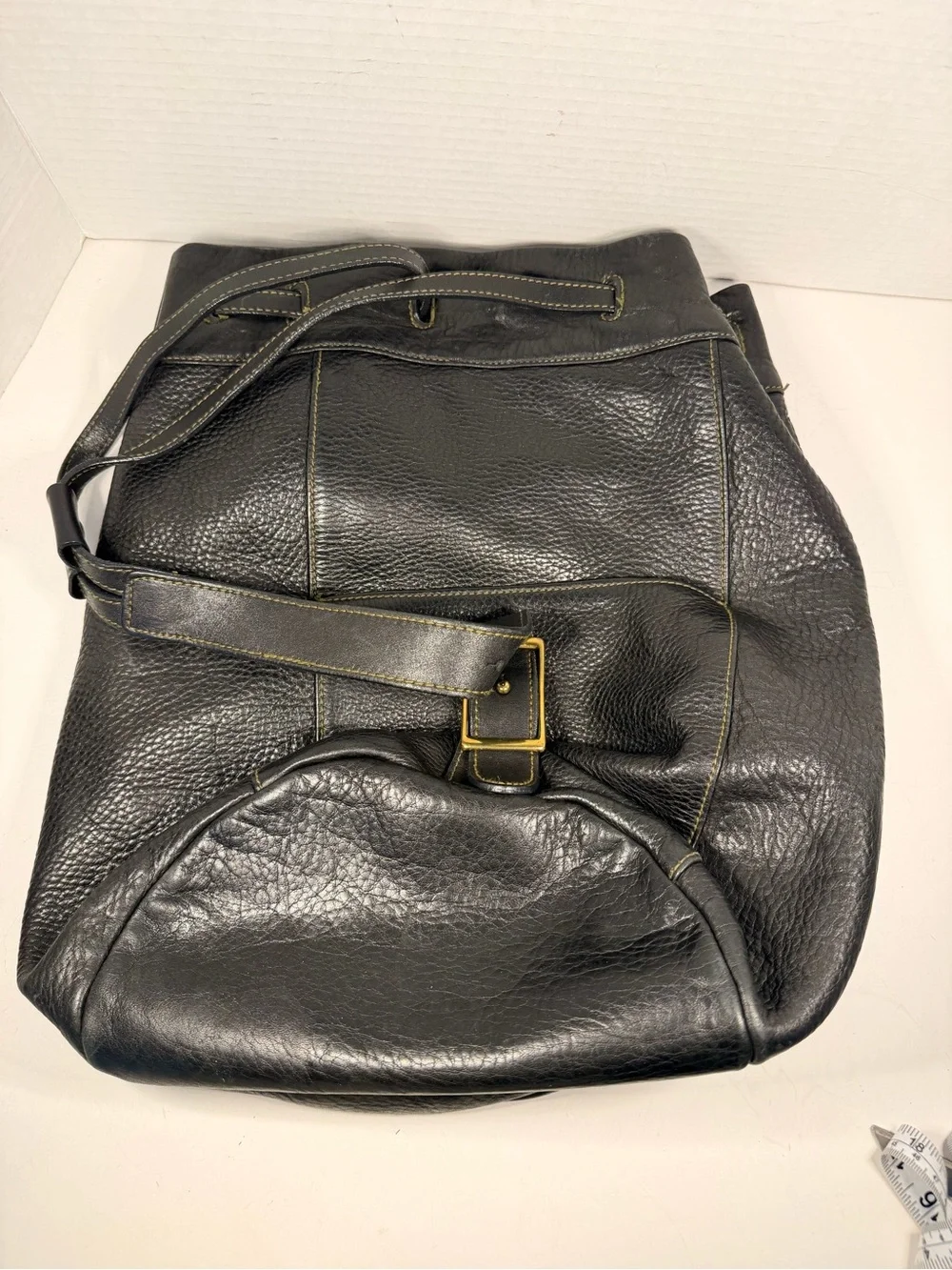 Fossil Vintage 1954 Black Pebble Leather Drawstring Backpack Handbag